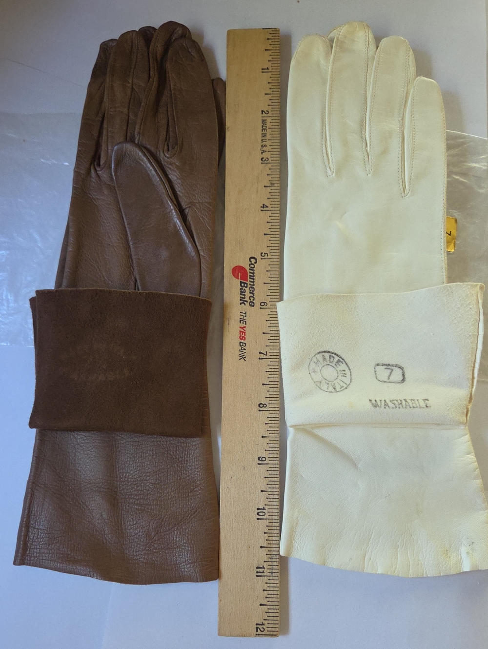 2 Pr. of Kid Gloves.  white & brown